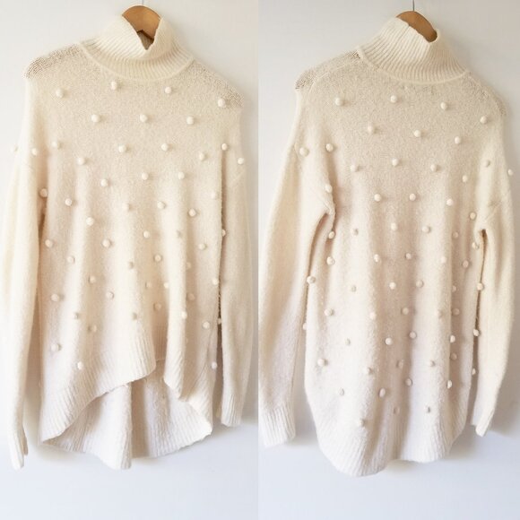 Madewell Snow Globe Bobble Turtleneck Sweater Wool Alpaca Blend Ivory Cream S - Picture 9 of 13